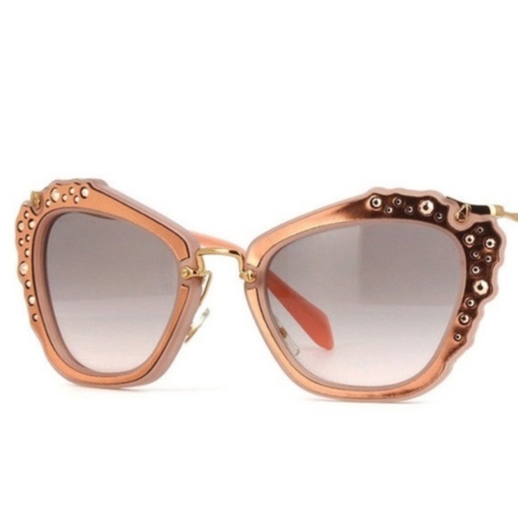 Miu Miu Sunglasses SMU04Q Cat Eye Rose Gold & Rhinestone main image 7